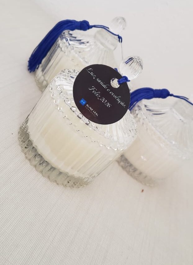 Vela Aromática Personalizada com Tassel 50g | Lembrancinha Premium