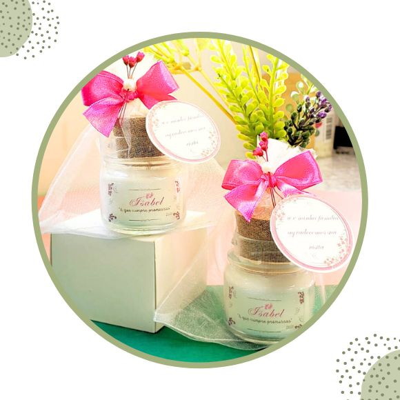 Mini Vela Aromática Vidro com Tampa Rolha e Tule 40g | Lembrancinha Premium