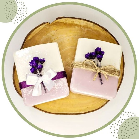 Sabonete Natural de Lavanda e Dolomita 30g | Lembrancinha Premium