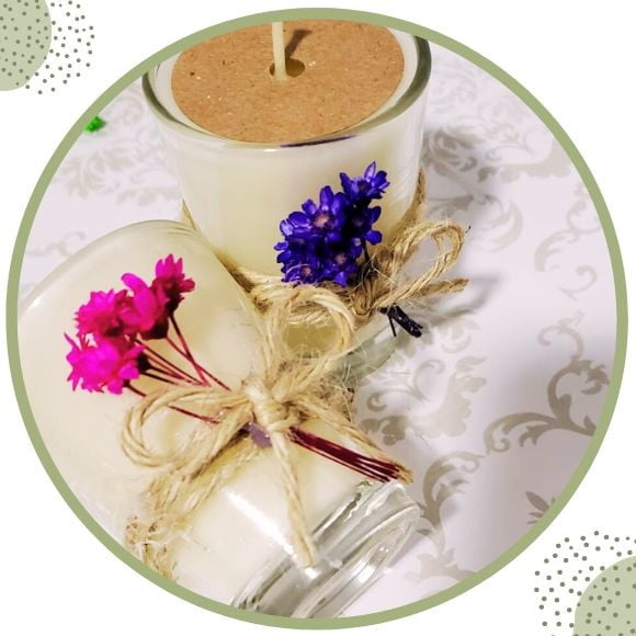 Vela Aromática Copinho de Luxo com Flores Secas 40g| Lembrancinha Sofisticada