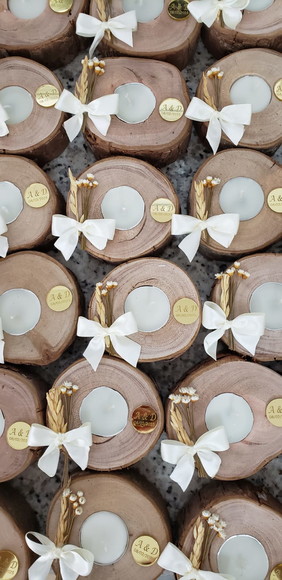 Vela Aromática na Madeira Personalizada 15g| Decoração Rústica Sofisticada