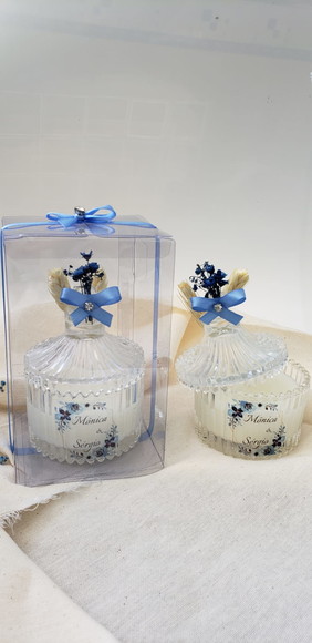 Vela Aromática Personalizada em Vidro Potiche | Casamento, Aniversário e Bodas.