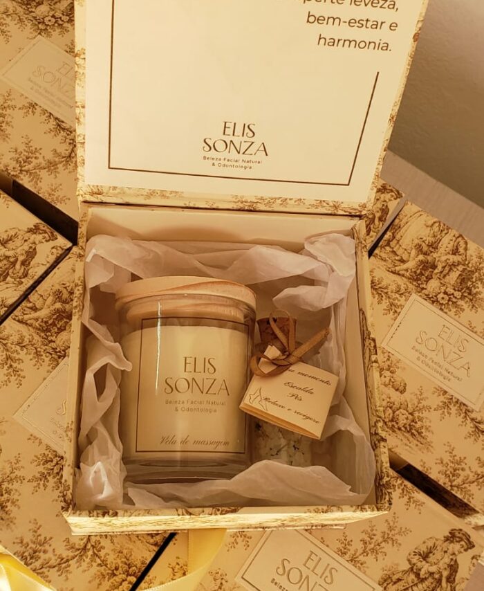 Kit Bem-Estar com Vela Aromática e Escalda-Pés na Caixa Cartonada Personalizada | Presente Corporativo e Relaxamento